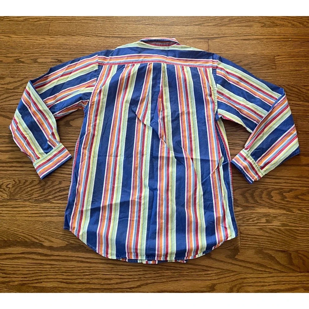 Ralph Lauren Kids XL 20 Multi Color Striped Button Down Shirt Long Sleeve Cotton